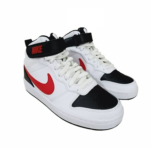 Nike Court Borough Mid 2 Sz 7Y Big Kid Shoes White Red School Sneaker CD7782-110 - Picture 7 of 14